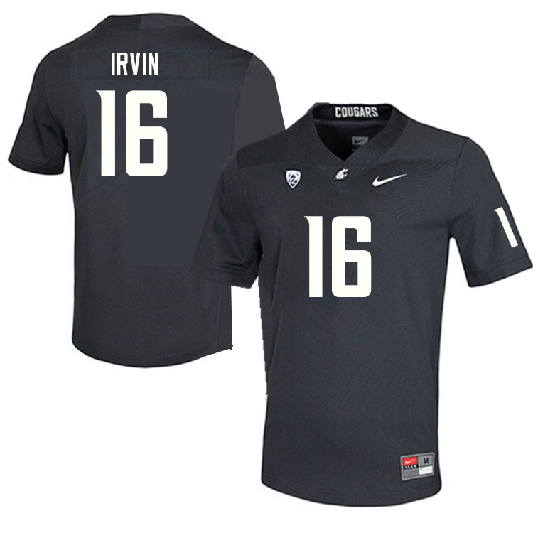 Men #16 Chris Irvin Washington State Cougars College Football Jerseys Sale-Charcoal